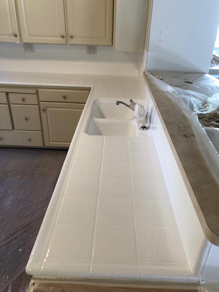 Kitchen countertop resurfacing, tile resurfacing after - NuFinishPro
