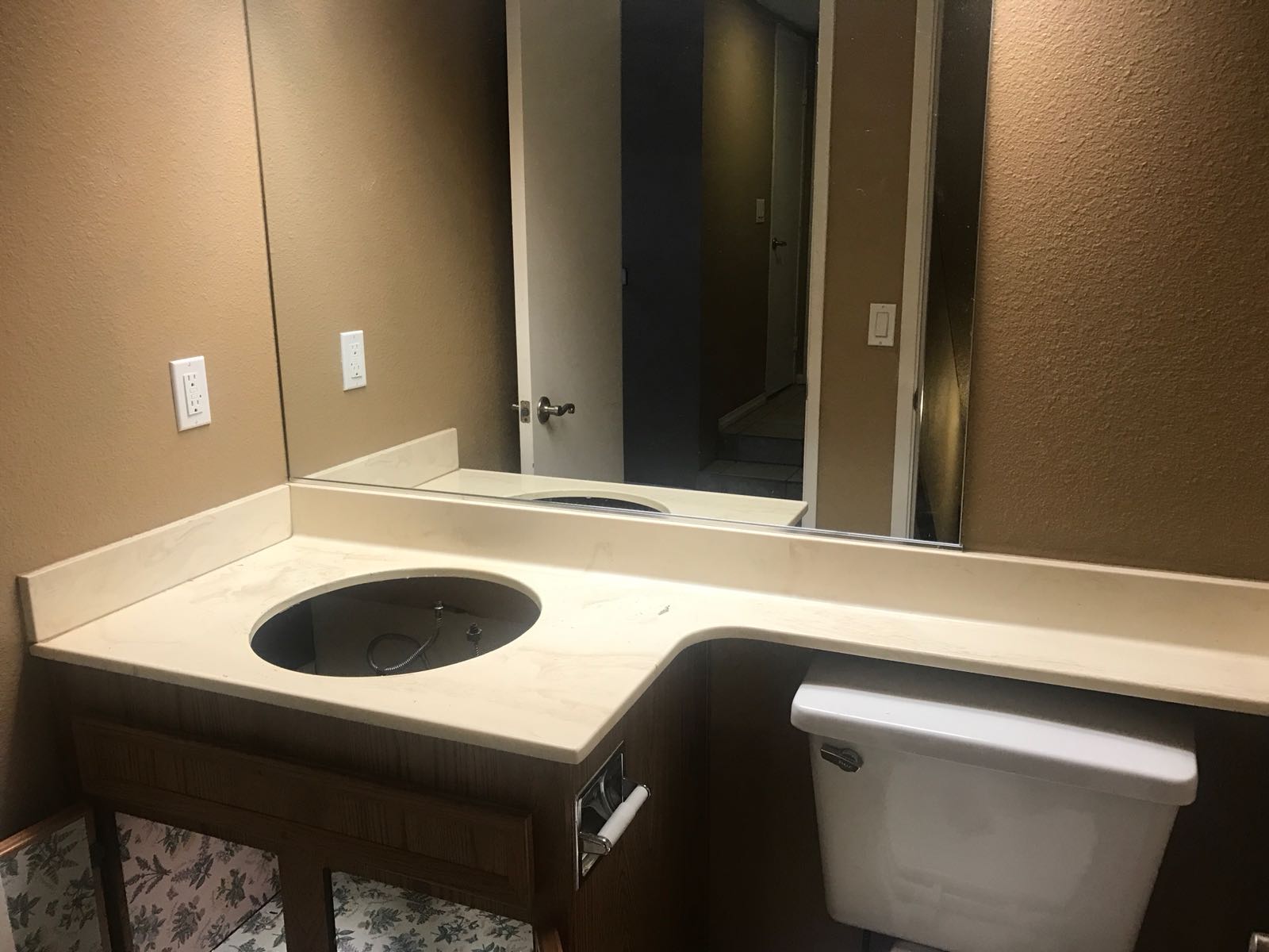 Bathroom refinishing, vanity resurfacing before - NuFinishPro