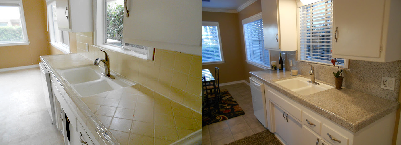 NuFinishPro kitchen tile resurfacing and counter top resurfacing before & after