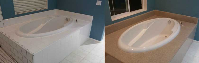 Vanity bathtub refinishing before and after - NuFinishPro