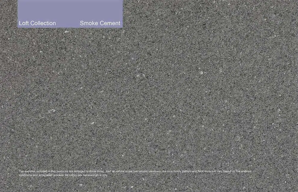 Loft Collection - Smoke Cement. Custom color and granite-like finish.
