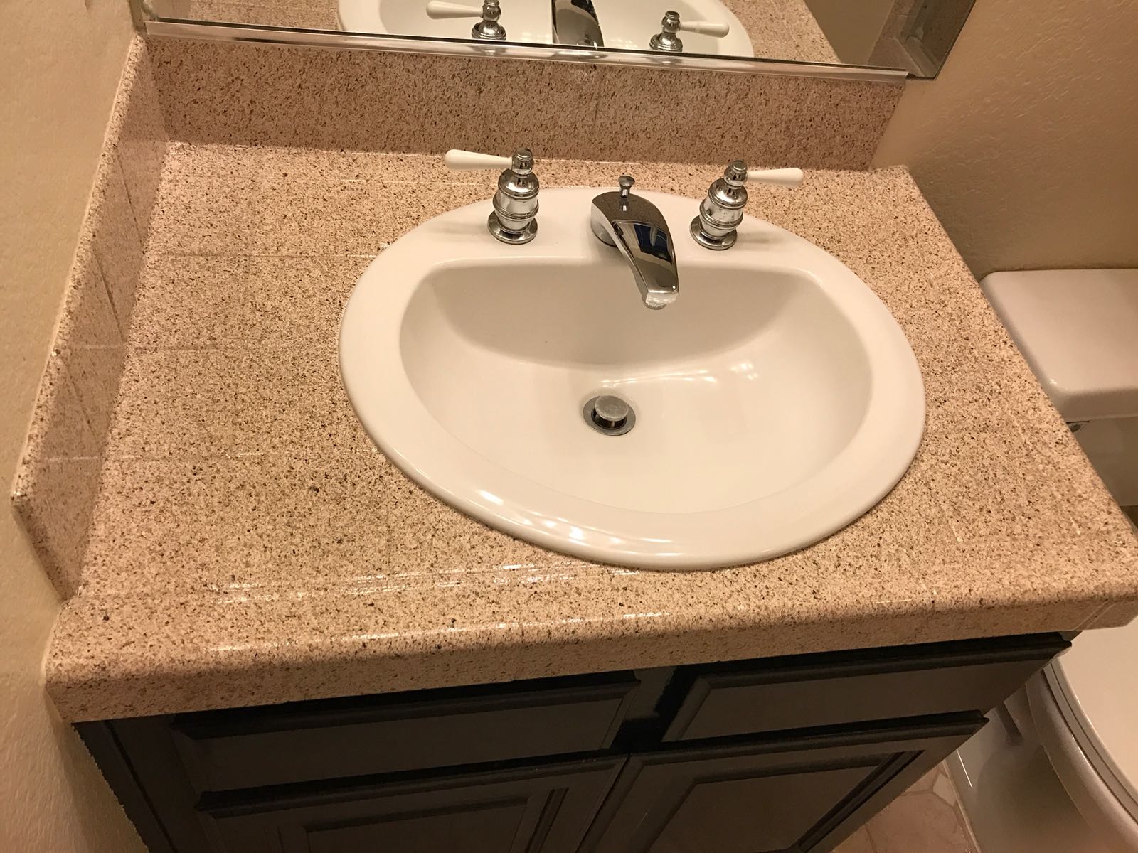 Bathroom refinishing, sink re-glaze, tile resurfacing after - NuFinishPro