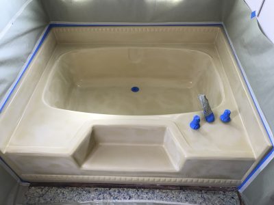 Large sauna bathtub refinishing before work - NuFinishPro