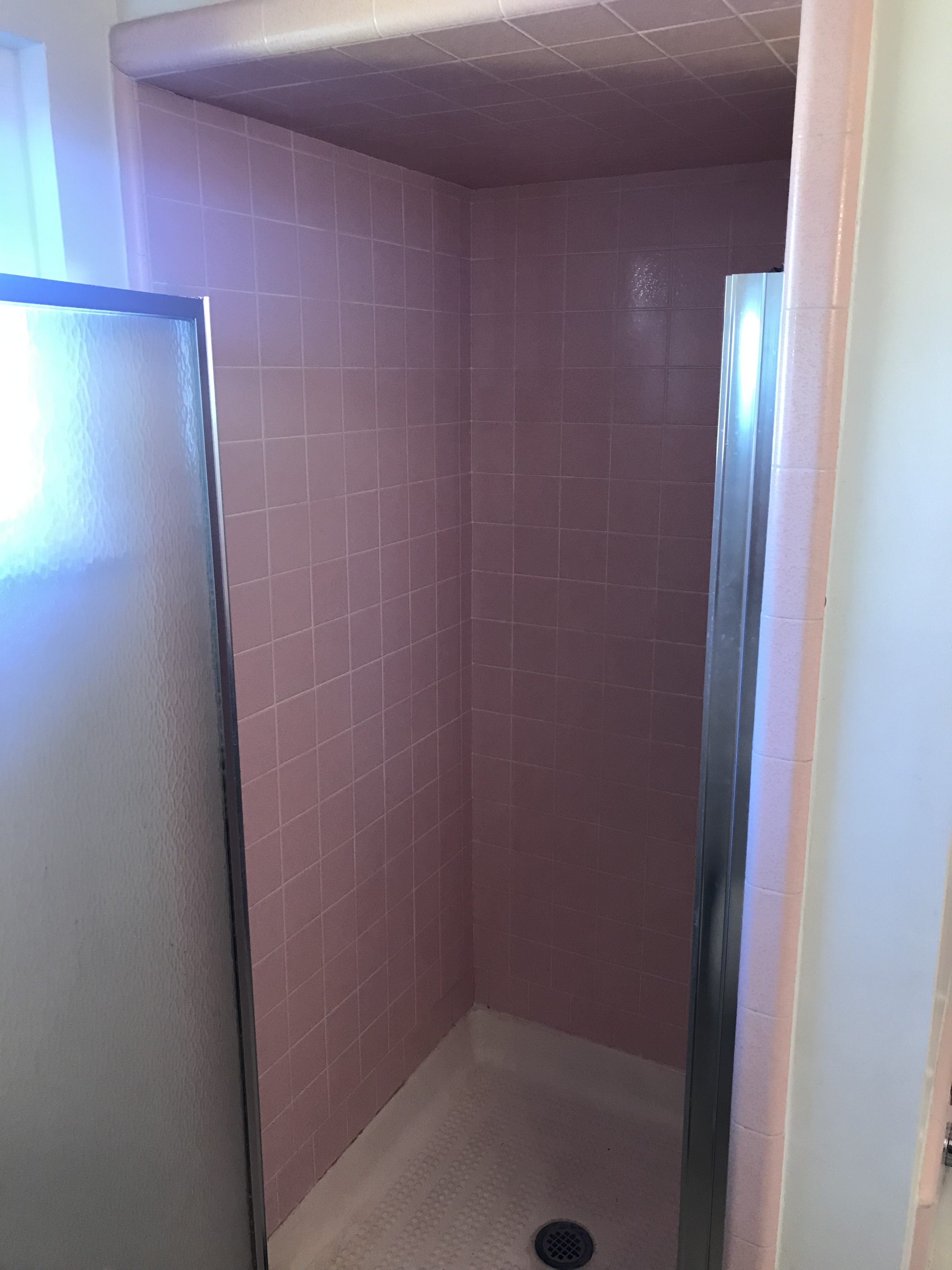 Shower resurfacing and tile resurfacing before - NuFinishPro