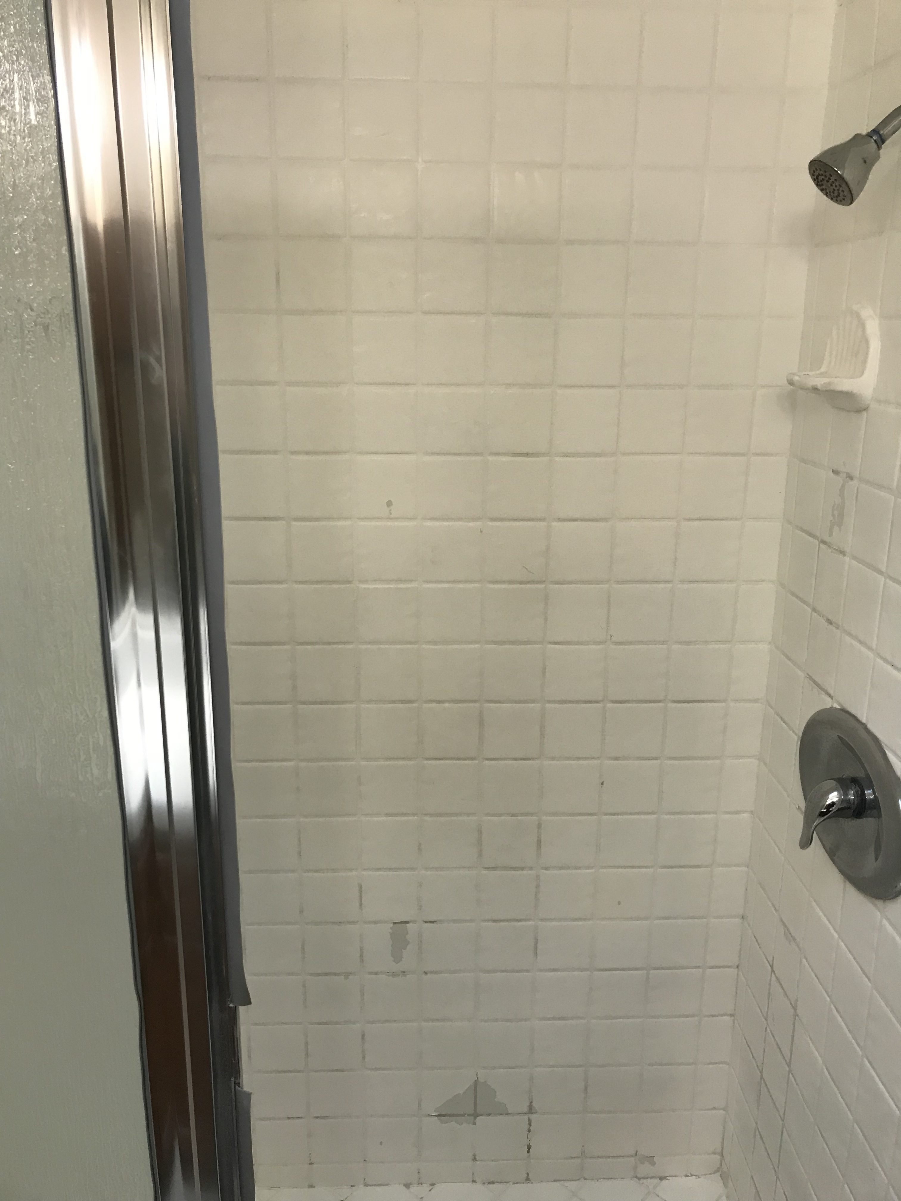 Shower resurfacing tile resurfacing before - NuFinishPro