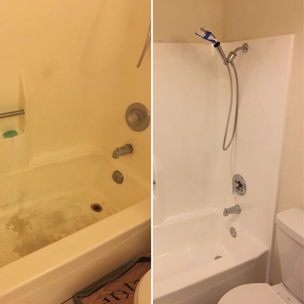 bathtub refinishing and shower resurfacing before and after - NuFinishPro