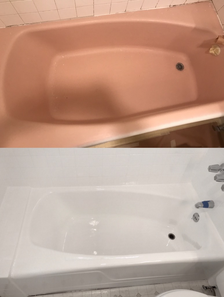 Bathtub refinishing before and after - NuFinishPro
