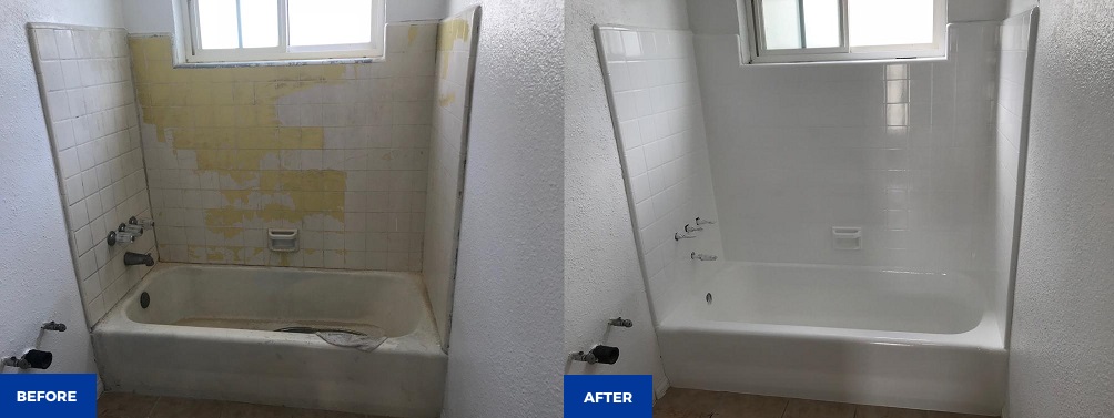 Bathtub Refinishing, tile resurfacing Before and After - NuFinishPro