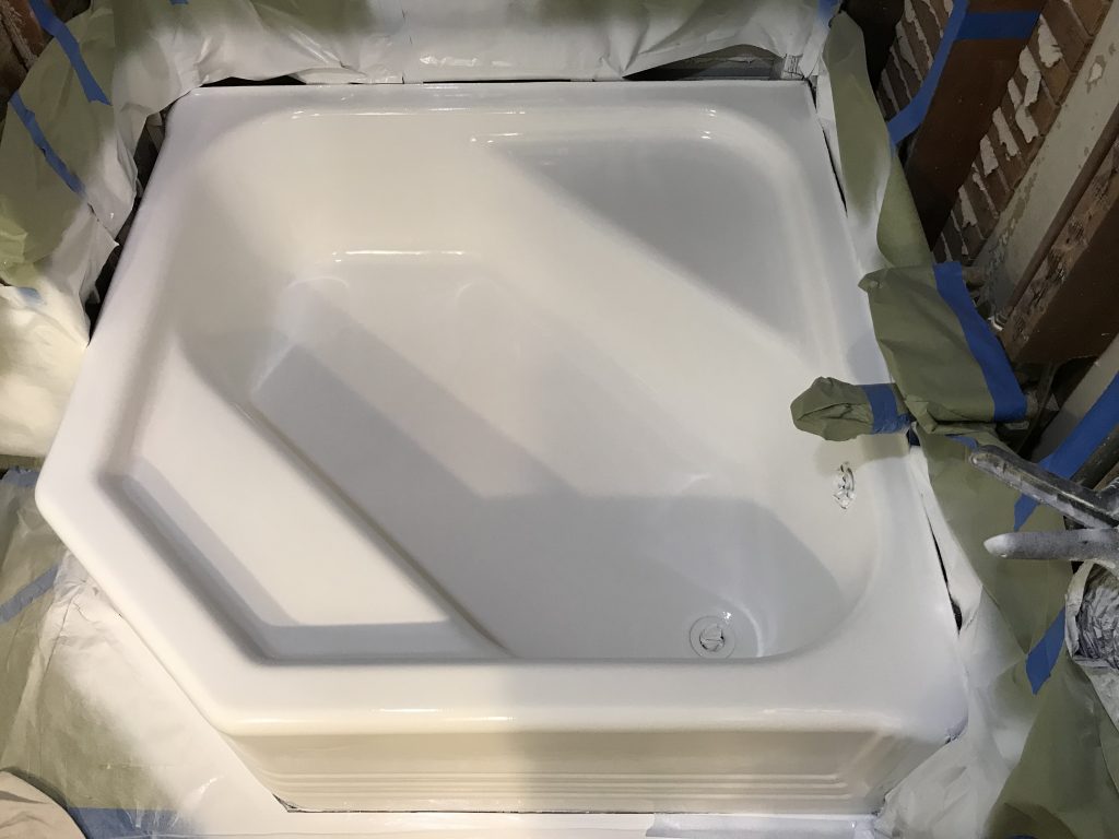 Large bathtub refinishing, spot repairs after work- NuFinishPro