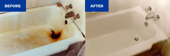 Bathtub refinishing and tile resurfacing before and after photo - NuFinishPro