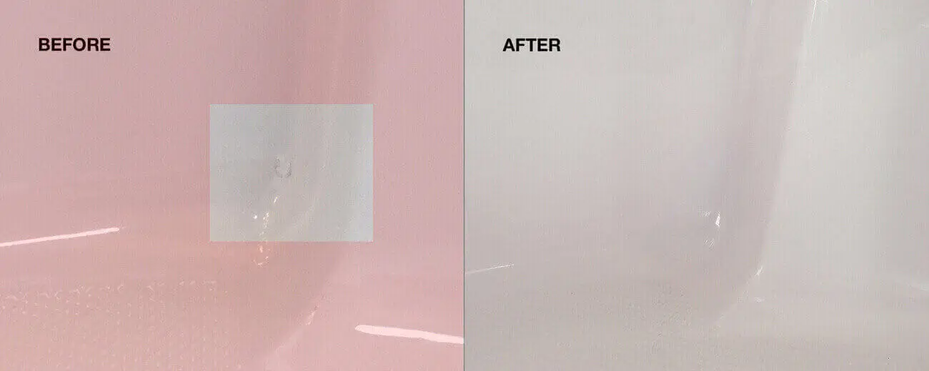Restauración de bañera antes y después del trabajo realizado- NuFinishPro